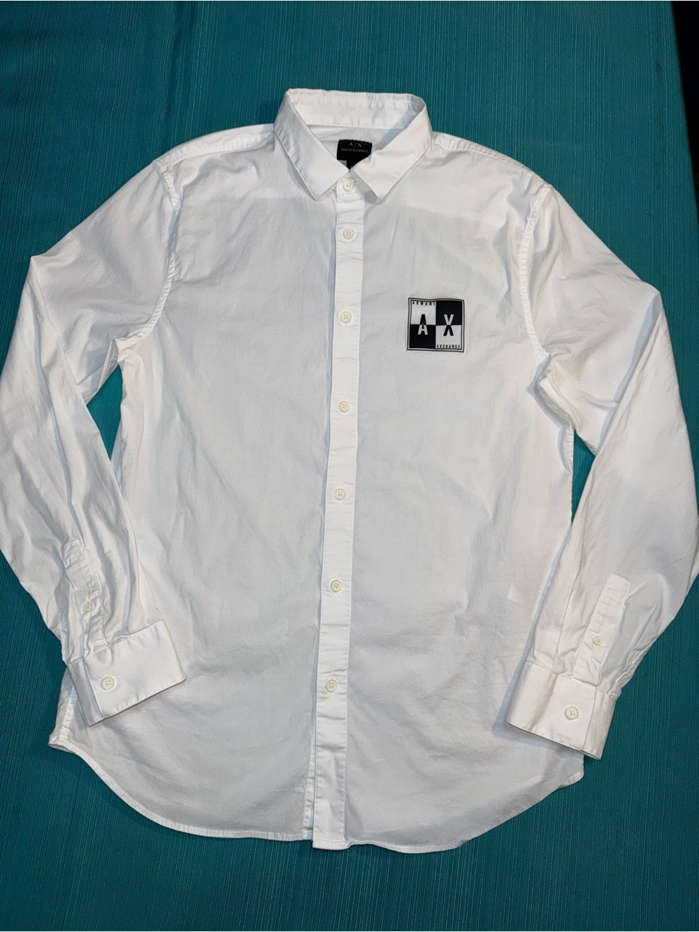 Armani Exchange A|X Men’s Shirt M Regular Fit White Cotton Stretch Logo